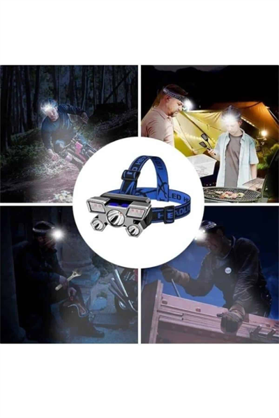 5 LED Far Şarj Edilebilir Güçlü Kafa Lambası Kamp Lambası 4 Modlu
