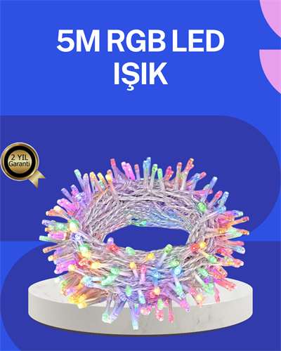 5 Metre Şeffaf Kablo LED Peri Işığı 50 Ampullü Dekoratif Led