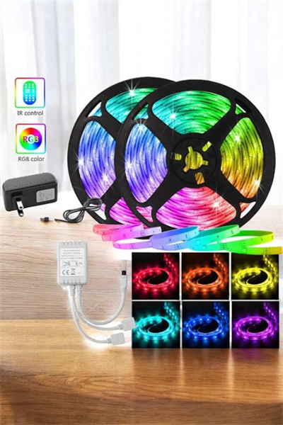 5 Metre Şerit Led RGB Işıklı Kumandalı Güç Adaptörü Her Ortama Uygun