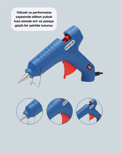 5 Silikon Hediyeli 40W Sıcak Silikon Tabancası Pratik Güçlü Kullanım