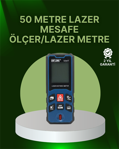 50 Metre Lazer Mesafe Ölçer Profesyonel Dijital Ölçüm Cihazı