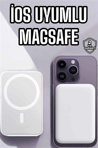 5000 Mah İOS Uyumlu Magsafe Kablosuz Şarj Hızlı Şarj Desteği