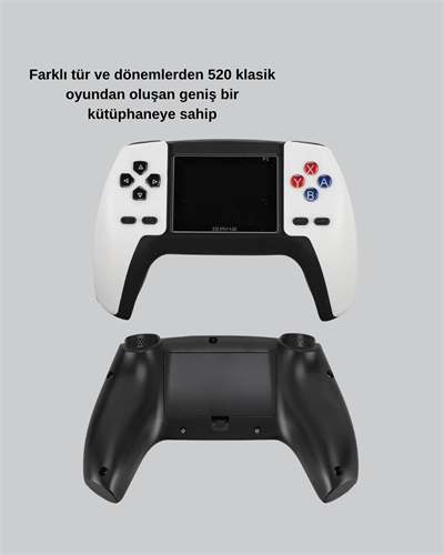 520 Klasik Oyunlu P5™ ControllerView Retro Konsol – Şarjlı,  Ergonomik Tasarım