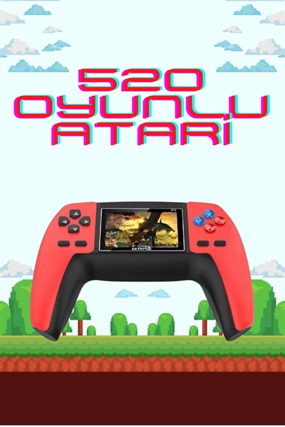 520 Retro Oyunlu El Konsolu Atari Oyun Konsolu Taşınabilir