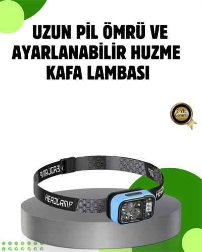 53 Modlu Süper Parlak LED Kafa Lambası Type C Şarjlı Güç Göstergeli