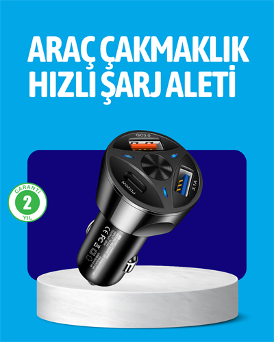 55W Güçlü Araç Şarj Cihazı Power Delivery Destekli