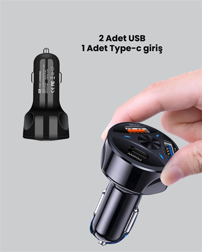 55W PD ve Quick Charge 3.0 Destekli Polygold Araç Şarj Adaptörü