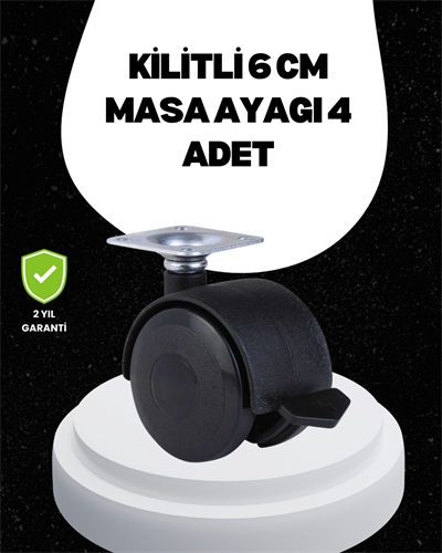 6 cm Kilitli Tekerlek Ayak 4 Adet Sehpa ve Ekipman Uyumlu
