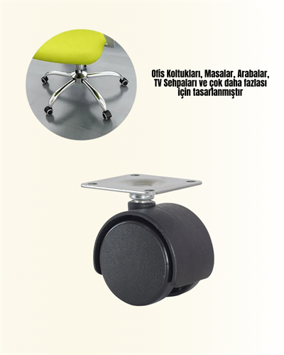 6 cm Kilitsiz Masa Ayağı Tekerleği 4’lü Set Çok Amaçlı