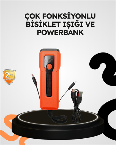 600 Lümen Bisiklet Ön Işık Powerbankli Çakar COB Led