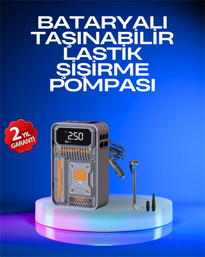 6000mAh Bataryalı LED Ekranlı Akıllı Hava Kompresörü