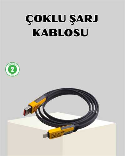 65W Çoklu Şarj Kablosu 4’ü 1 Arada Örgülü Hızlı Veri Aktarım USB-C USB-A