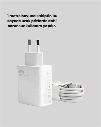 67 Watt Güçlü Turbo Şarj Aleti Samsung Note 10 Note 20 Uyumlu