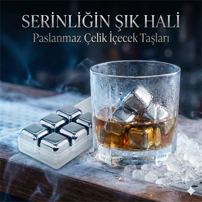 6lı Çelik Metal Kaplama Viski Taşı Soğutma Buz Küpü