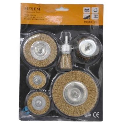 6lı Pimli Tel Fırça Seti - Pas Yağ Kir Boya Yapışkan Çözücü