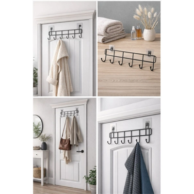 6lı Yapışkanlı Kapı Arkası Askı