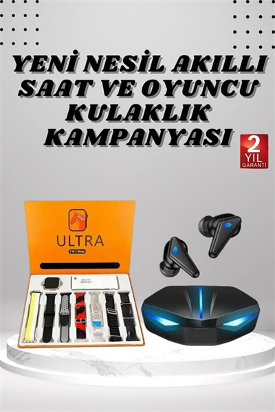 7 Kordonlu Akıllı Saat Ve Oyuncu Kulaklığı ANC Özelliği Kulak İçi Mikrofonlu Sesli Görüşme