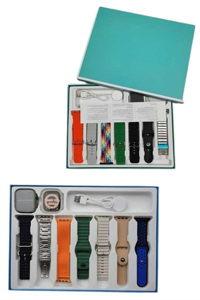 7 Kordonlu Unisex Akıllı Saat Çoklu Kordon Seçeneği Amoled Ekran