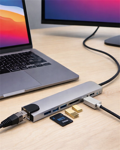 8 Port Type C Hub USB HDMI RJ45 SD TF Kart Okuyucu Çoklayıcı