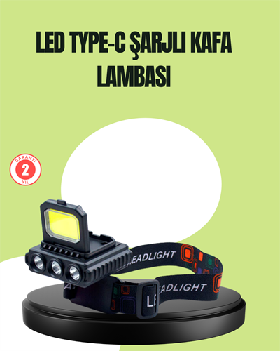 800 Lumen Çok Fonksiyonlu LED Kafa Lambası Type C Şarjlı