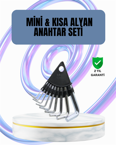 9 Parça Alyan Anahtar Seti Altıgen Uçlu Mobilya ve Tamir İçin