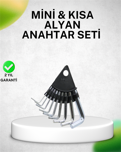 9 Parça Alyan Anahtar Seti Isıl İşlem Görmüş Dayanıklı Çelik