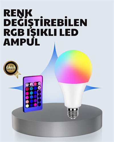 A Kalite 2025 RGB LED Ampul Uzaktan Kumandalı 16 Renkli Lamba