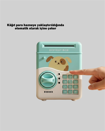 ATM Görünümlü Su Yeşili Otomatik Para Çeken Şifreli Kumbara