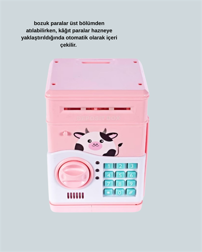 ATM Tasarımlı Pembe Işıklı Sesli Çocuk Kumbarası