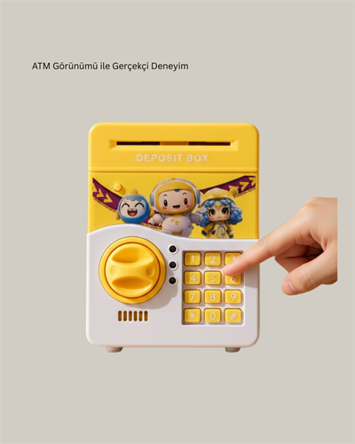 ATM Tasarımlı Sarı Işıklı Sesli Elektronik Kumbara