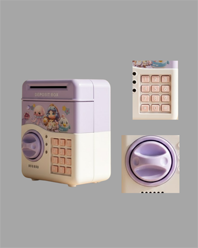 ATM Tasarımlı Şifreli Işıklı Çocuk Kumbarası Mor