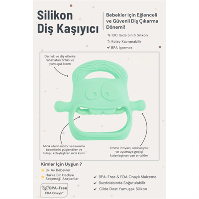 Açık Yeşil Bebek Silikon Diş Kaşıyıcı