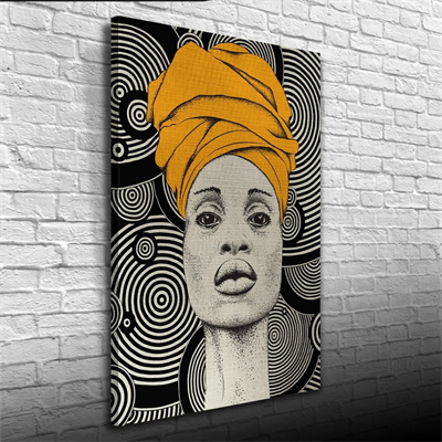 Afrika Yerli Kadın Görseli gri ve siyah Tonlarda Kanvas Tablo 50 x 70