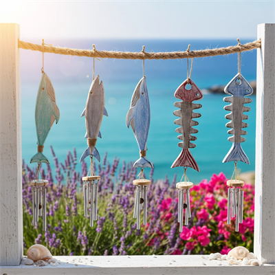 Ahşap Balıklı Metal Çan