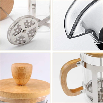 Ahşap Detaylı 350 ml Cam French Press