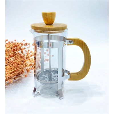 Ahşap Detaylı 350 ml Cam French Press