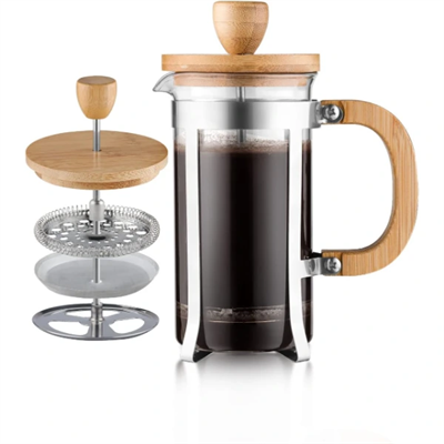 Ahşap Detaylı 600 ml Cam French Press