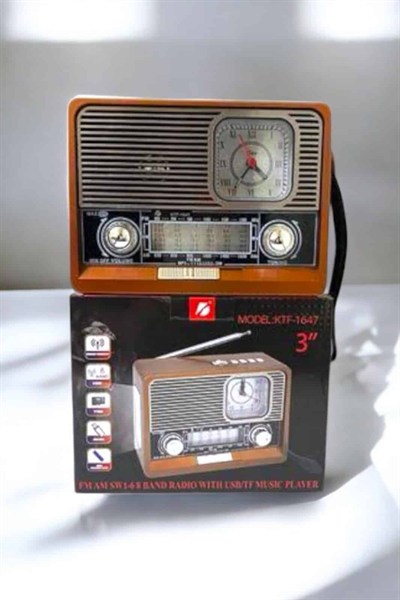 Ahşap Görünümlü Retro Bluetooth Radyo USB,AUX Ve SD Kart Girişli