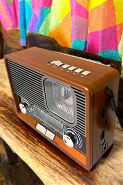 Ahşap Görünümlü Retro Bluetooth Radyo USB,AUX Ve SD Kart Girişli