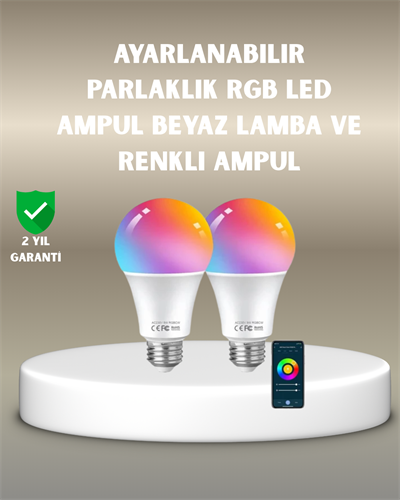 Akıllı 9W RGBW LED Ampul, tasaruflu romantik ışıklı