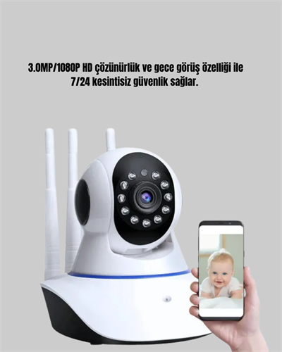 Akıllı IP Güvenlik Kamerası – 1080P HD, Gece Görüşlü, Hareket Algılamalı
