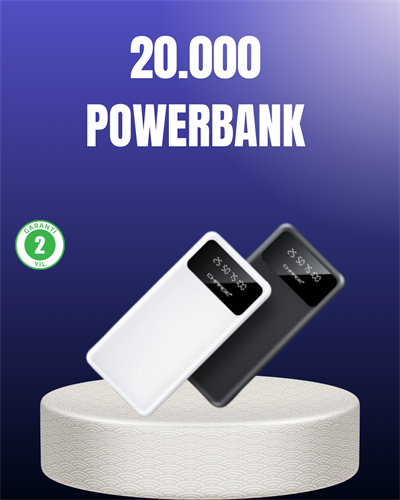 Akıllı LCD Ekranlı 20.000mAh Powerbank PD + USB + Type-C