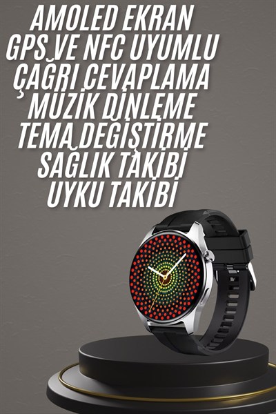 Akıllı Saat 1.5 Inç Amoled Ekran Çift Kordonlu GPS NFC Uyumlu