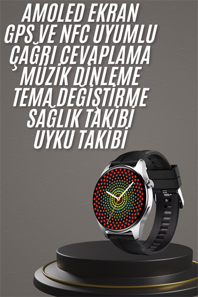 Akıllı Saat 1.5 Inç Amoled Ekran Çift Kordonlu GPS NFC Uyumlu
