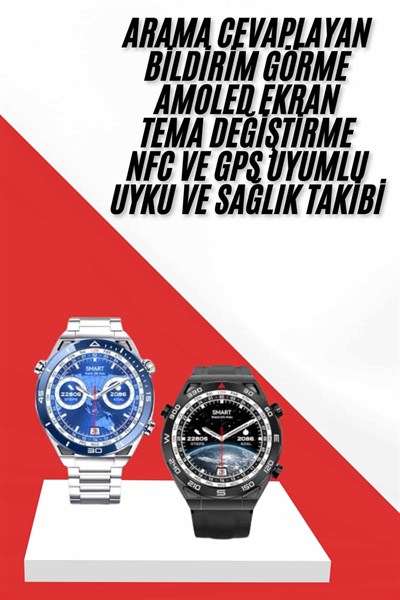 Akıllı Saat 1.62 İnç Ultimate Nabız Sensörlü Sesli Görüşme Yapabilen