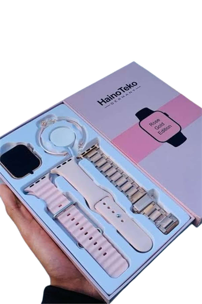 Akıllı Saat 3 Kordonlu Ve Aksesuarlı Bayanlar Için Şık Rose renk