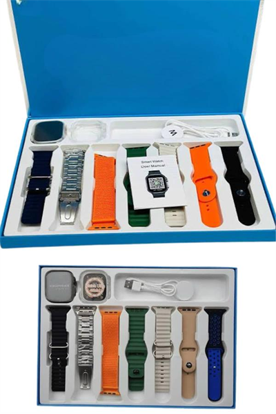 Akıllı Saat 7 Kordon Hediyeli Takvim Alarm Nabız Ölçer Bildirim Görme Sesli Görüşme