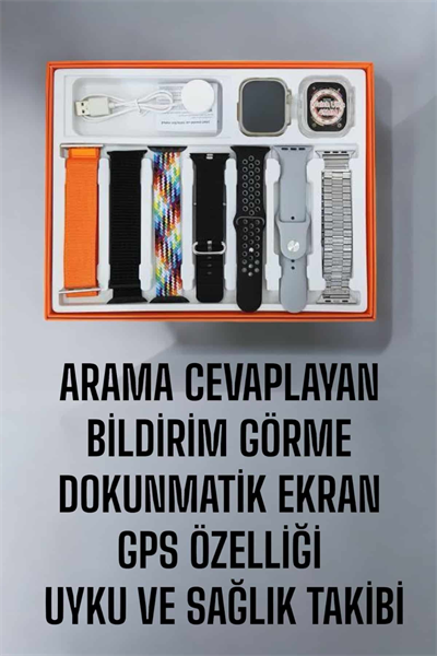 Akıllı Saat 7 Kordonlu Metal,Plastik Ve Hasır Kordon Seçeneği