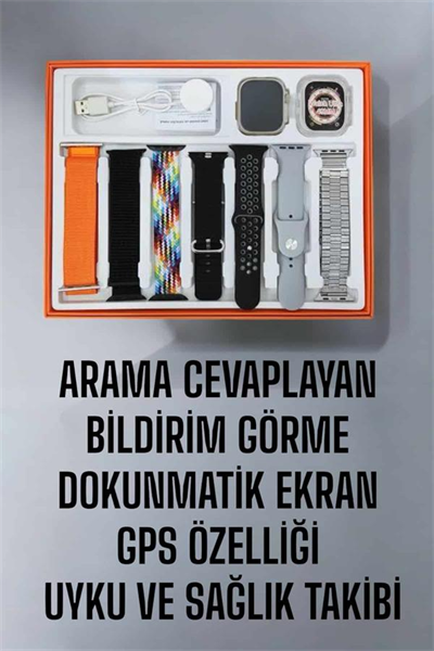 Akıllı Saat 7 Kordonlu Metal,Plastik Ve Hasır Kordon Seçeneği