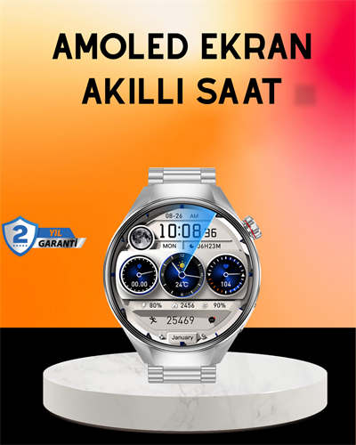 Akıllı Saat AMOLED Ekran Bluetooth Aramalı – Nabız, Uyku ve Spor Takipli